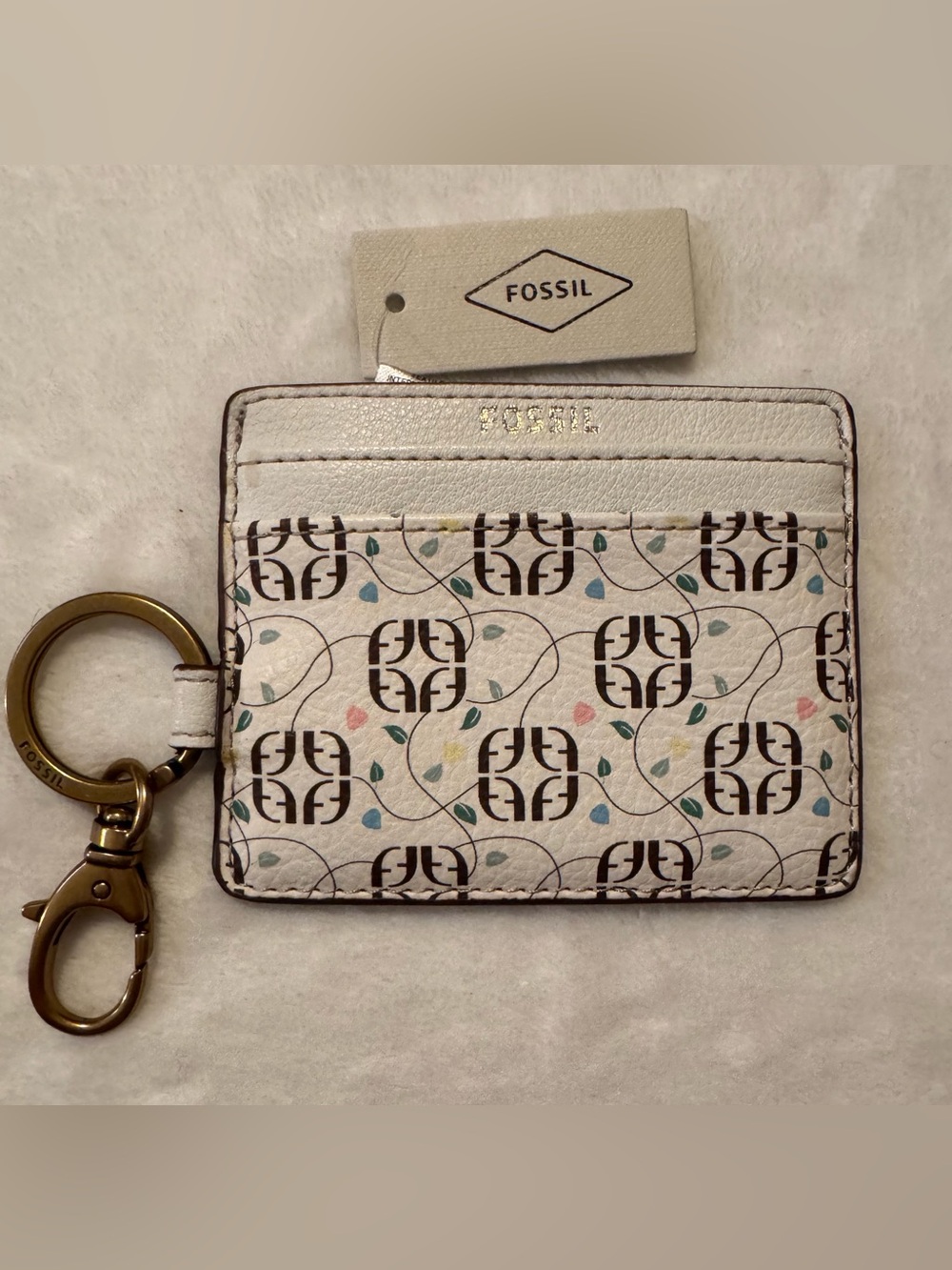 Fossil Sofia Card Case Neutral Floral NWT